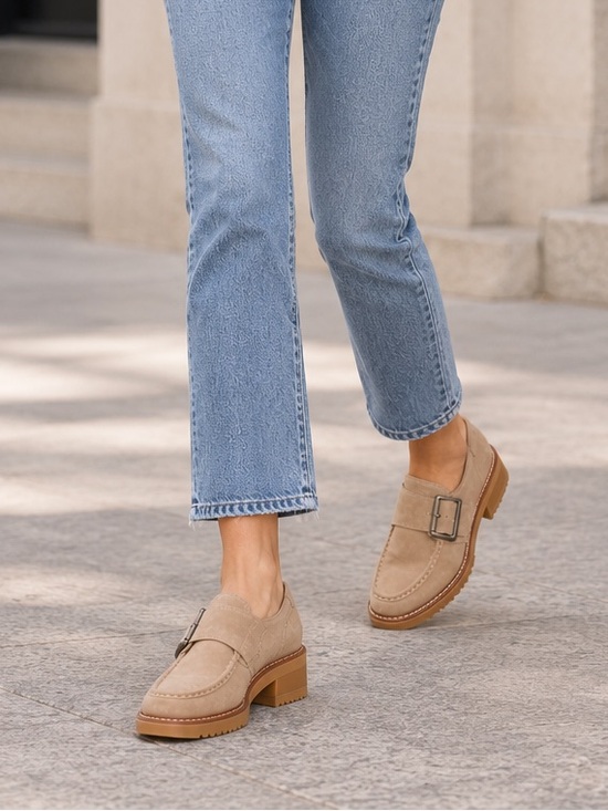 Clarks Shoes - Clarks Eden Mid Monk Loafers in Beige | Size 9